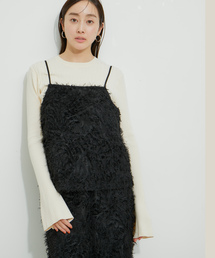 【セットアップ対応】リーフ柄カットジャガードキャミソール