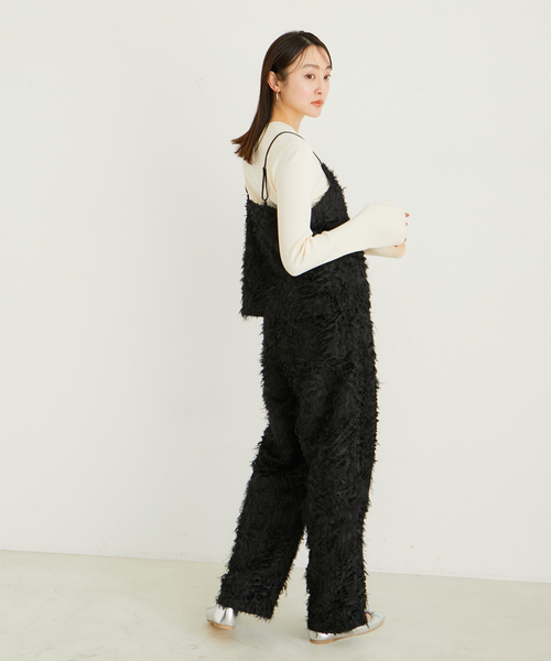 le cercle ADAM ET ROPE'(ルセルクルアダムエロペ)の「【セットアップ対応】リーフ柄カットジャガードキャミソール(キャミソール・レディース・ブラック/ホワイト・FREE)」の7枚目の写真