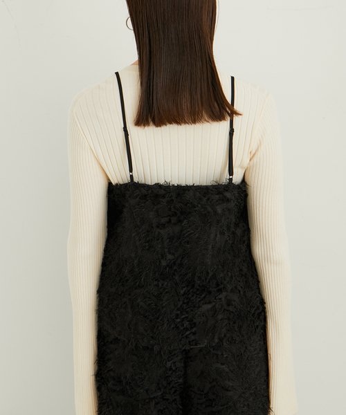 le cercle ADAM ET ROPE'(ルセルクルアダムエロペ)の「【セットアップ対応】リーフ柄カットジャガードキャミソール(キャミソール・レディース・ブラック/ホワイト・FREE)」の11枚目の写真
