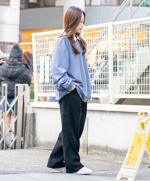 Red Cap Girl(レッドキャプガール)の「【UNIIT × RED CAP GIRL】 ワンポイント 襟配色 ダンボール ハーフジップポロ(ポロシャツ・メンズ・グレー/ブルー/ブラック/ホワイト・MEDIUM/LARGE)」の9枚目の写真