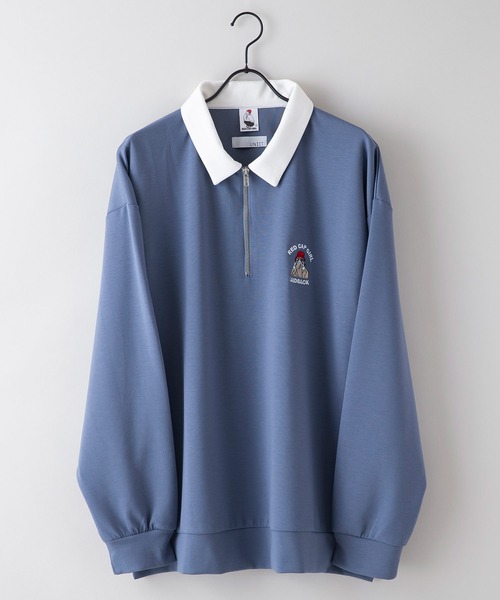 Red Cap Girl(レッドキャプガール)の「【UNIIT × RED CAP GIRL】 ワンポイント 襟配色 ダンボール ハーフジップポロ(ポロシャツ・メンズ・グレー/ブルー/ブラック/ホワイト・MEDIUM/LARGE)」の17枚目の写真