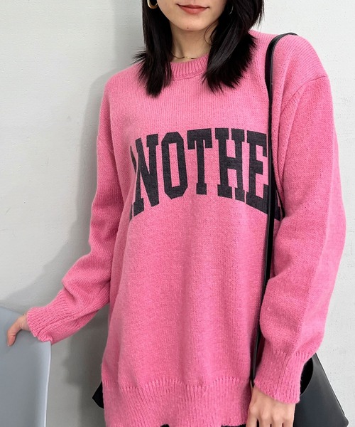 &soiree(アンドソワレ)の「&soiree カレッジロゴモヘアライクニットセーター(ニット/セーター・レディース・グレー/グリーン/ピンク/ベージュ・FREE)」の22枚目の写真