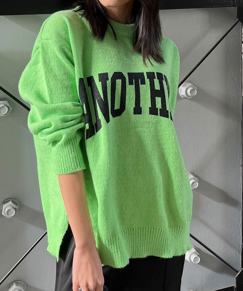 &soiree(アンドソワレ)の「&soiree カレッジロゴモヘアライクニットセーター(ニット/セーター・レディース・グレー/グリーン/ピンク/ベージュ・FREE)」の19枚目の写真
