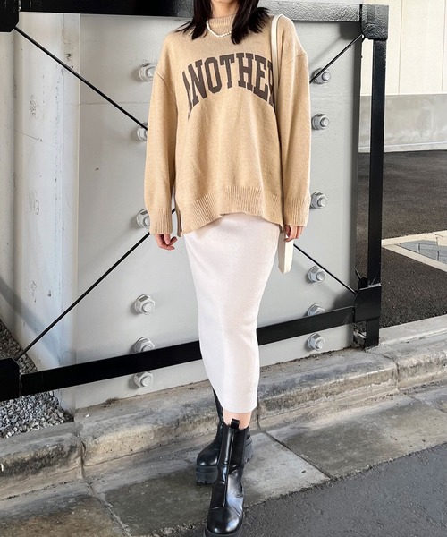 &soiree(アンドソワレ)の「&soiree カレッジロゴモヘアライクニットセーター(ニット/セーター・レディース・グレー/グリーン/ピンク/ベージュ・FREE)」の18枚目の写真