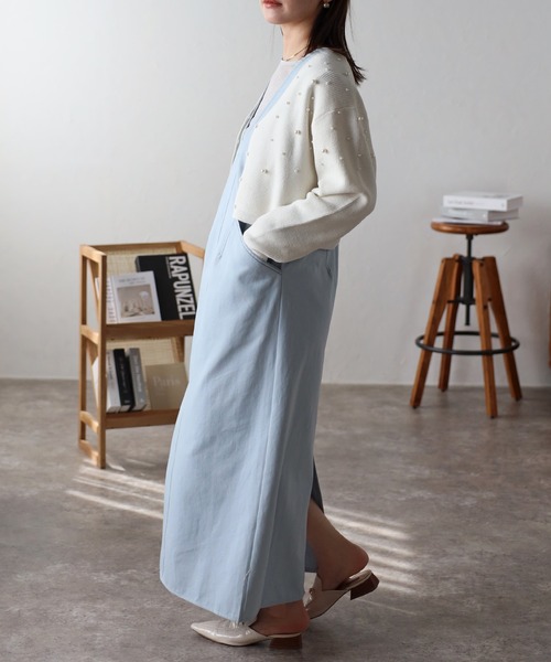 ap retro（アプレトロ）の「ディープUネックジャンパースカート / 配色ステッチ（ジャンパースカート・レディース・ライトブルー/ベージュ/ネイビー/アイボリー・FREE）」の21枚目の写真