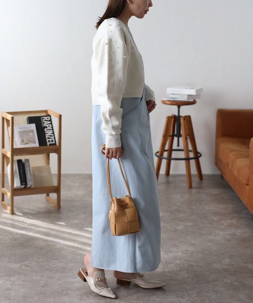 ap retro（アプレトロ）の「ディープUネックジャンパースカート / 配色ステッチ（ジャンパースカート・レディース・ライトブルー/ベージュ/ネイビー/アイボリー・FREE）」の22枚目の写真
