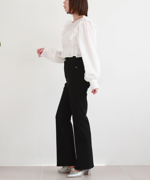 archives(アルシーヴ)の「シアーチェックシャーリングコンパクトブラウス(シャツ/ブラウス・レディース・オフホワイト/ベージュ/グレー・MEDIUM)」の11枚目の写真