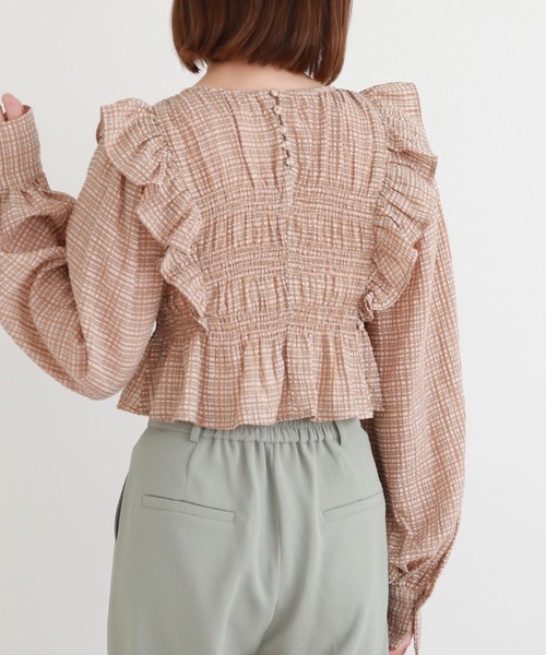 archives(アルシーヴ)の「シアーチェックシャーリングコンパクトブラウス(シャツ/ブラウス・レディース・オフホワイト/ベージュ/グレー・MEDIUM)」の17枚目の写真