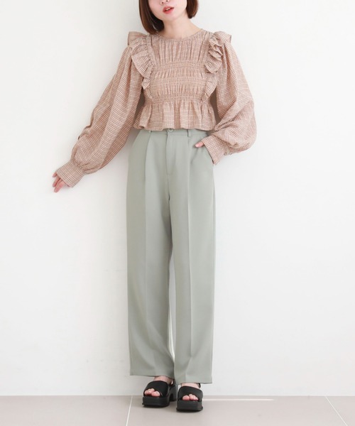 archives(アルシーヴ)の「シアーチェックシャーリングコンパクトブラウス(シャツ/ブラウス・レディース・オフホワイト/ベージュ/グレー・MEDIUM)」の18枚目の写真