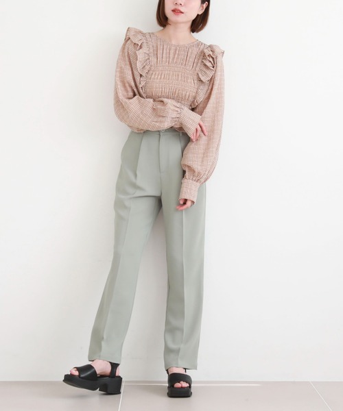 archives(アルシーヴ)の「シアーチェックシャーリングコンパクトブラウス(シャツ/ブラウス・レディース・オフホワイト/ベージュ/グレー・MEDIUM)」の20枚目の写真