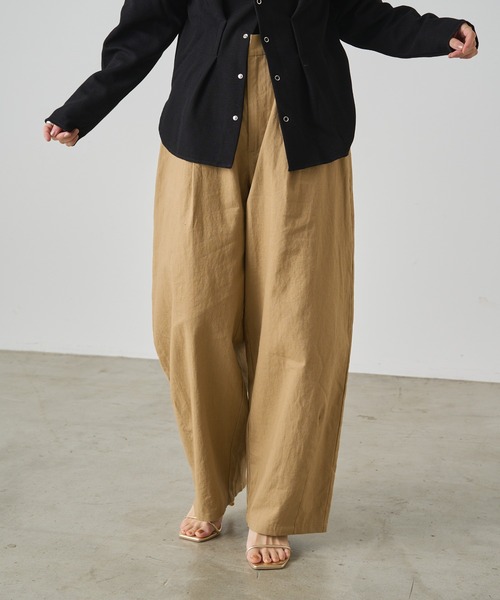 Omekashi（オメカシ）の「リネンカーブパンツ（その他パンツ・レディース・オフホワイト/ブラック/ベージュ・36/38）」の3枚目の写真