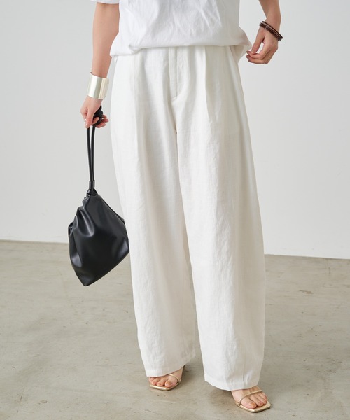 Omekashi（オメカシ）の「リネンカーブパンツ（その他パンツ・レディース・オフホワイト/ブラック/ベージュ・36/38）」の2枚目の写真