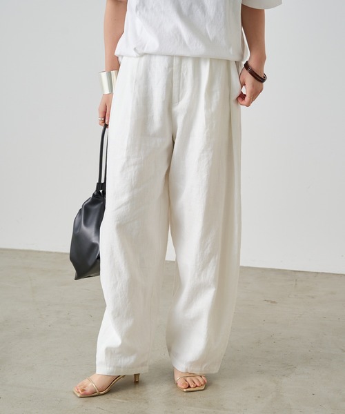 Omekashi（オメカシ）の「リネンカーブパンツ（その他パンツ・レディース・オフホワイト/ブラック/ベージュ・36/38）」の4枚目の写真
