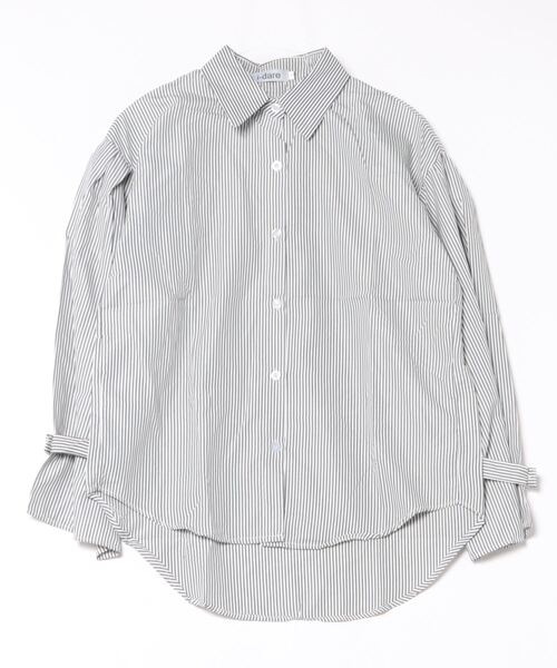 i-dare(アイディア)の「【i-dare】フレア袖ストライプシャツ(シャツ/ブラウス・レディース・ブラック/ブルー・X-LARGE/MEDIUM/SMALL/LARGE)」の6枚目の写真