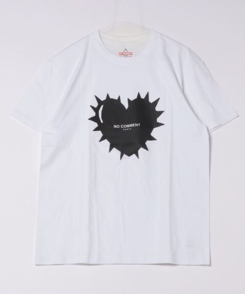 NO COMMENT PARIS(ノーコメントパリ)の「【NO COMMENT PARIS】"HEARTBEAT"プリントショートスリーブTEE(Tシャツ/カットソー・メンズ・ブラック/ホワイト・3/4)」の2枚目の写真