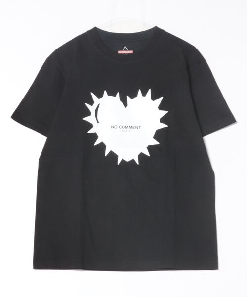 NO COMMENT PARIS(ノーコメントパリ)の「【NO COMMENT PARIS】"HEARTBEAT"プリントショートスリーブTEE(Tシャツ/カットソー・メンズ・ブラック/ホワイト・3/4)」の1枚目の写真