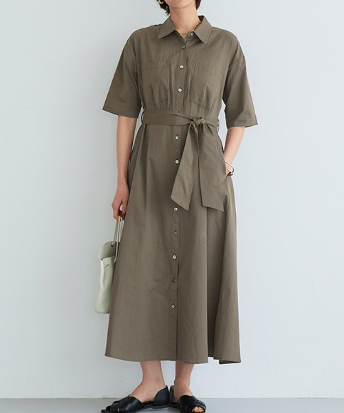 RASW（ラス）の「[RASW]ベルテッドシャツワンピース（シャツワンピース・レディース・モカ/ブラック・L/M）」の7枚目の写真