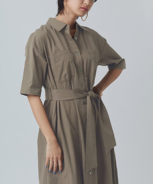 シャツワンピース ベルテッドポケットシャツワンピース ベルテッドポケットシャツワンピース | NATURAL BEAUTY BASIC