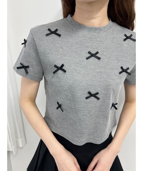 PHILLY(フィリー)の「【PHILLY】ミニリボンワッフルT(Tシャツ/カットソー・レディース・ブラック/ホワイト/グレー・FREE)」の20枚目の写真