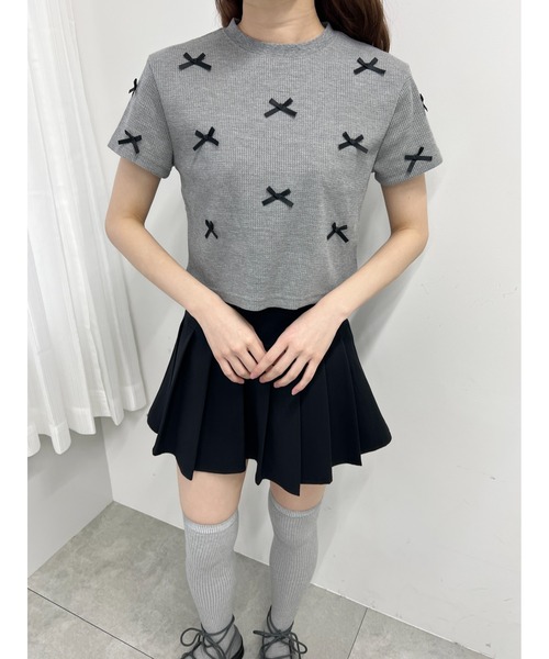 PHILLY(フィリー)の「【PHILLY】ミニリボンワッフルT(Tシャツ/カットソー・レディース・ブラック/ホワイト/グレー・FREE)」の21枚目の写真