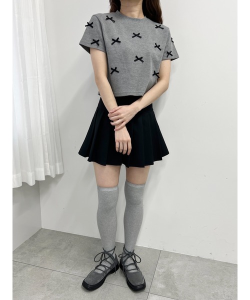 PHILLY(フィリー)の「【PHILLY】ミニリボンワッフルT(Tシャツ/カットソー・レディース・ブラック/ホワイト/グレー・FREE)」の22枚目の写真