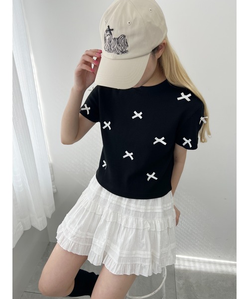 PHILLY(フィリー)の「【PHILLY】ミニリボンワッフルT(Tシャツ/カットソー・レディース・ブラック/ホワイト/グレー・FREE)」の15枚目の写真
