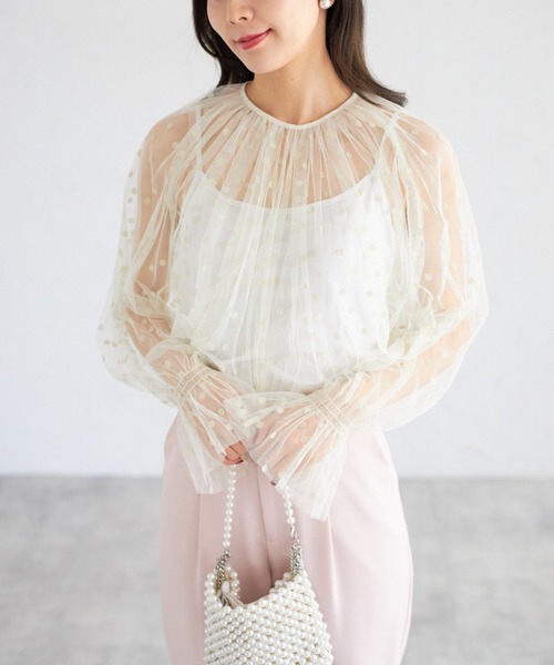 tocco closet(トッコ クローゼット)の「【ZOZO限定】ドットシアーブラウス(シャツ/ブラウス・レディース・ホワイト/ブラック×ホワイト/アイボリー/ブラック・M)」の2枚目の写真