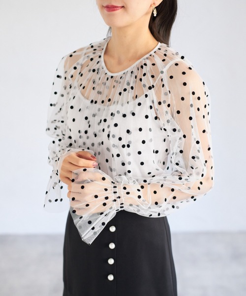 tocco closet(トッコ クローゼット)の「【ZOZO限定】ドットシアーブラウス(シャツ/ブラウス・レディース・ホワイト/ブラック×ホワイト/アイボリー/ブラック・M)」の11枚目の写真