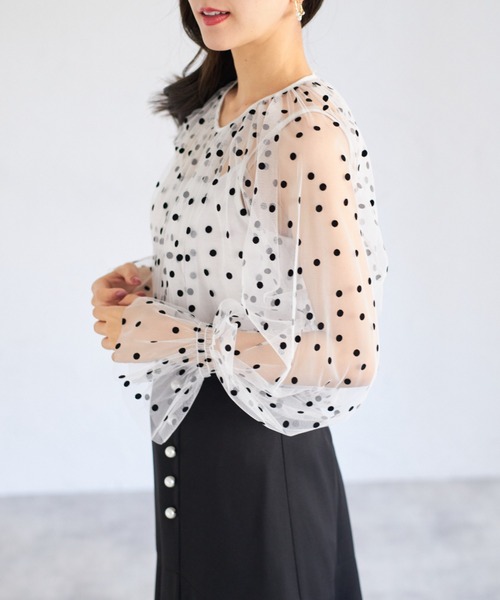 tocco closet(トッコ クローゼット)の「【ZOZO限定】ドットシアーブラウス(シャツ/ブラウス・レディース・ホワイト/ブラック×ホワイト/アイボリー/ブラック・M)」の12枚目の写真