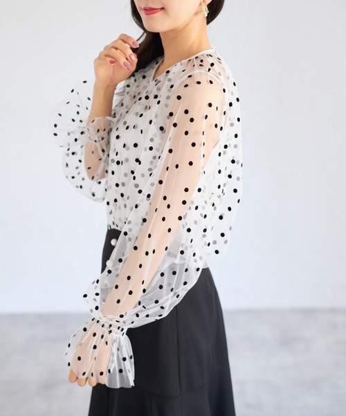 tocco closet(トッコ クローゼット)の「【ZOZO限定】ドットシアーブラウス(シャツ/ブラウス・レディース・ホワイト/ブラック×ホワイト/アイボリー/ブラック・M)」の6枚目の写真