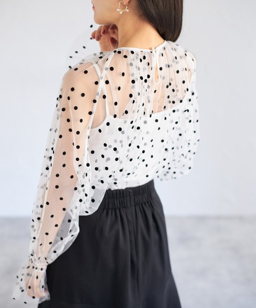 tocco closet(トッコ クローゼット)の「【ZOZO限定】ドットシアーブラウス(シャツ/ブラウス・レディース・ホワイト/ブラック×ホワイト/アイボリー/ブラック・M)」の13枚目の写真