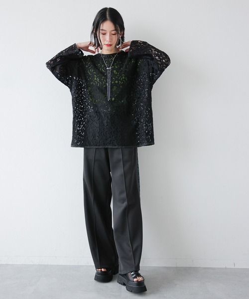 HARE(ハレ)の「レースビッグプルオーバー(HARE)(Tシャツ/カットソー・レディース・グリーン/ブラック・FREE)」の3枚目の写真