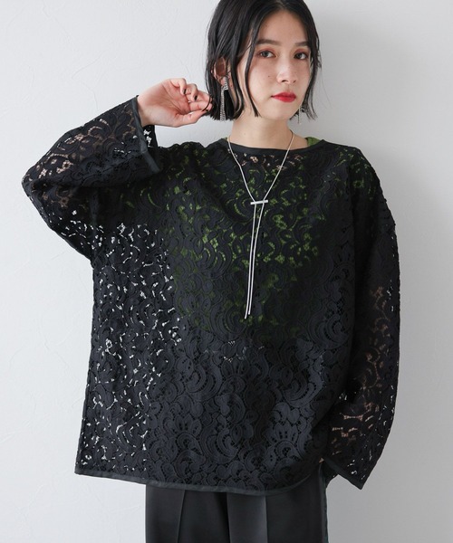 HARE(ハレ)の「レースビッグプルオーバー(HARE)(Tシャツ/カットソー・レディース・グリーン/ブラック・FREE)」の5枚目の写真