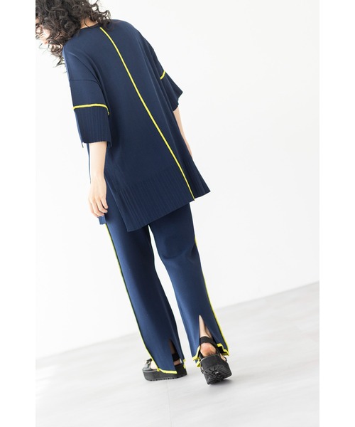 OSMOSIS(オズモーシス)の「セミフレアーラインニットパンツ(その他パンツ・レディース・ネイビー/ライトグレー/ブラック・ONE SIZE)」の6枚目の写真
