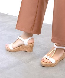 masyugirl（マシュガール）の「【4E幅広・大きいサイズ】7cmウェッジソール ゴールドバックルサンダル（サンダル・キッズ）」