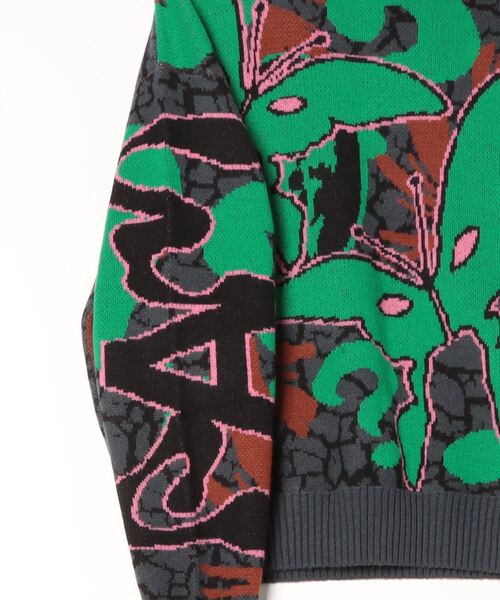 PERKS AND MINI / COPPICE GRAPHIC CREW NECK KNIT8619/ニット・セーター(厚手)/M/ウール/GRN P.A.M.（パム）の「Perks And Mini COPPICE GRAPHIC CREW NECK KNIT