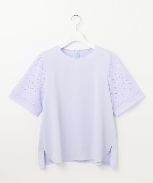 23区 S（ニジュウサンクチイサイサイズ）の「【洗える】エンブロイダリー コンビジャージー カットソー（Tシャツ/カットソー・レディース・ライラック系/ホワイト系/ダークブラウン系・32）」の13枚目の写真