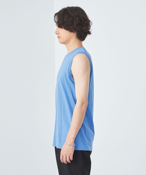 green label relaxing（グリーンレーベルリラクシング）の「ドライコットン ノースリーブ Tシャツ -吸水速乾-（Tシャツ/カットソー・メンズ・ホワイト/ライトグレー/ブラック/ライトブルー・M/S/XL/L/XXL）」の8枚目の写真