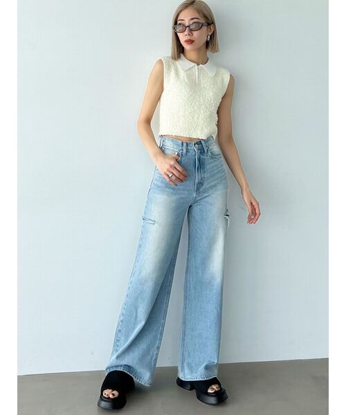 EMODA（エモダ）の「フリンジヤーンジップタンクトップ（タンクトップ・レディース・ブルー/グレー/アイボリー/ブラック・FREE）」の12枚目の写真