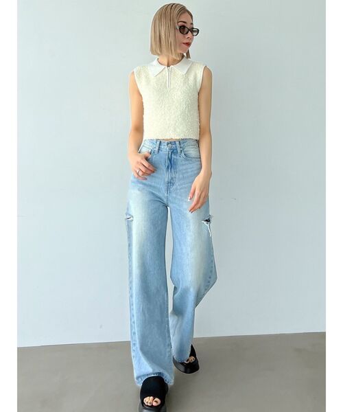 EMODA（エモダ）の「フリンジヤーンジップタンクトップ（タンクトップ・レディース・ブルー/グレー/アイボリー/ブラック・FREE）」の13枚目の写真