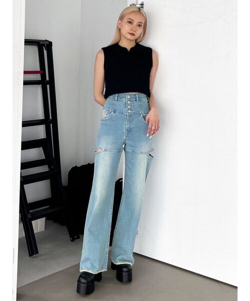 EMODA（エモダ）の「フリンジヤーンジップタンクトップ（タンクトップ・レディース・ブルー/グレー/アイボリー/ブラック・FREE）」の18枚目の写真