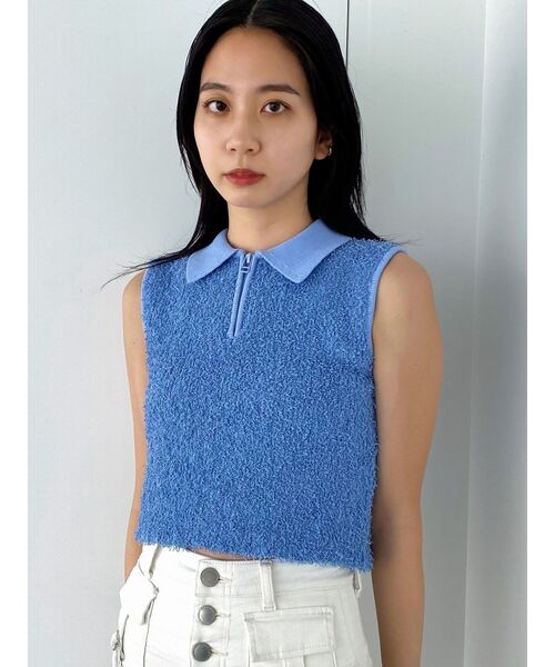 EMODA（エモダ）の「フリンジヤーンジップタンクトップ（タンクトップ・レディース・ブルー/グレー/アイボリー/ブラック・FREE）」の20枚目の写真