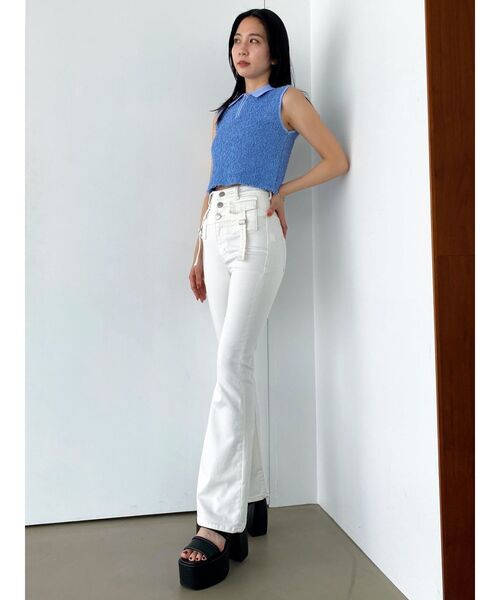 EMODA（エモダ）の「フリンジヤーンジップタンクトップ（タンクトップ・レディース・ブルー/グレー/アイボリー/ブラック・FREE）」の22枚目の写真