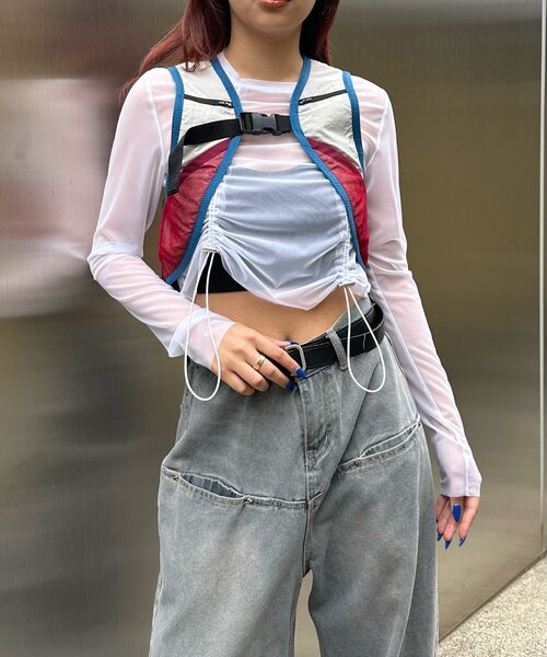 WHO'S WHO gallery（フーズフーギャラリー）の「【SLOPPY/スロッピー】トレランコンパクトベスト（ベスト・レディース・チャコールグレー/サックスブルー/ライトグレー・FREE）」の3枚目の写真