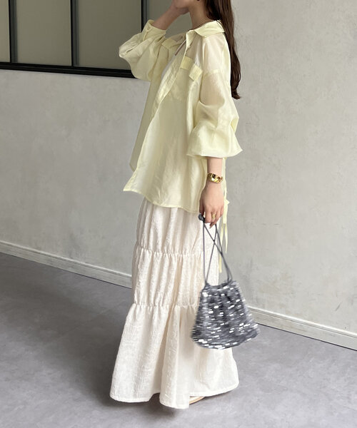 Thevon（ゼボン）の「シャーリングマーメイドジャガードスカート（スカート・レディース・モカ/ブルー/アイボリー/ブラック・FREE）」の11枚目の写真