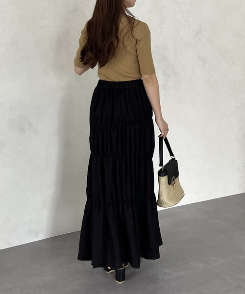 Thevon（ゼボン）の「シャーリングマーメイドジャガードスカート（スカート・レディース・モカ/ブルー/アイボリー/ブラック・FREE）」の20枚目の写真