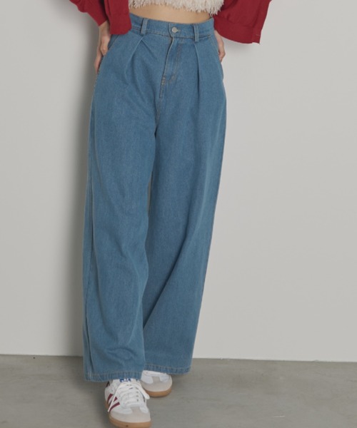 paravion（パラビオン）の「タックワイドデニムパンツ/M.Lサイズ展開あり（デニムパンツ・レディース・ネイビー・LARGE/MEDIUM）」の18枚目の写真