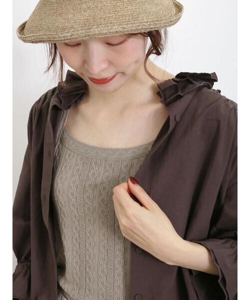 Samansa Mos2(サマンサ モスモス)の「カットジャカードノースリ(Tシャツ/カットソー・レディース・ベージュ/キナリ/ブラック/オフホワイト・F)」の1枚目の写真