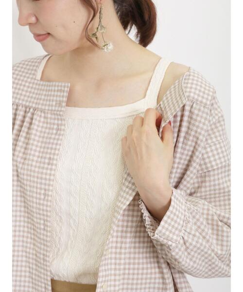 Samansa Mos2(サマンサ モスモス)の「カットジャカードノースリ(Tシャツ/カットソー・レディース・ベージュ/キナリ/ブラック/オフホワイト・F)」の3枚目の写真