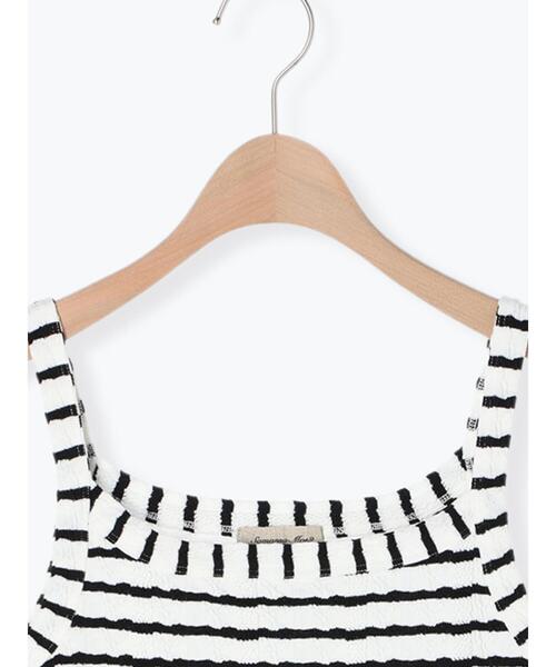 Samansa Mos2(サマンサ モスモス)の「カットジャカードノースリ(Tシャツ/カットソー・レディース・ベージュ/キナリ/ブラック/オフホワイト・F)」の5枚目の写真